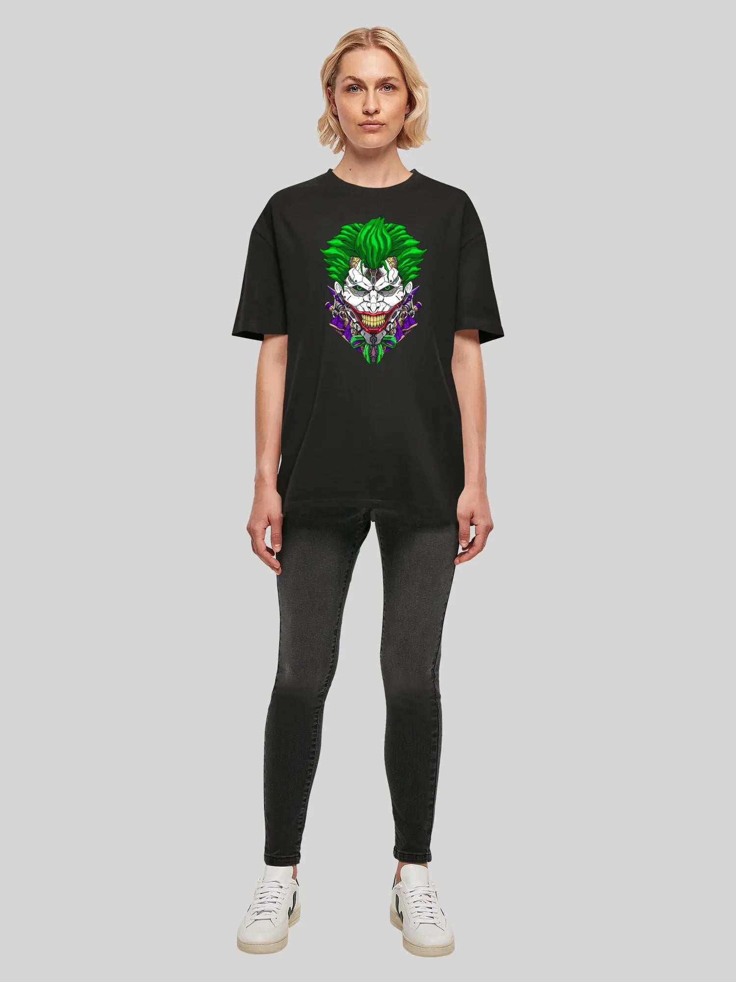 Cyberpunk Comic Joker and f4nt4stic with Ladies Oversized Boyfriend Tee F4NTEC