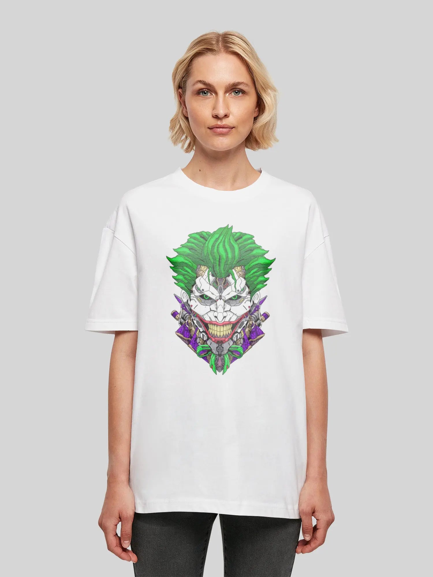 Cyberpunk Comic Joker and f4nt4stic with Ladies Oversized Boyfriend Tee F4NTEC