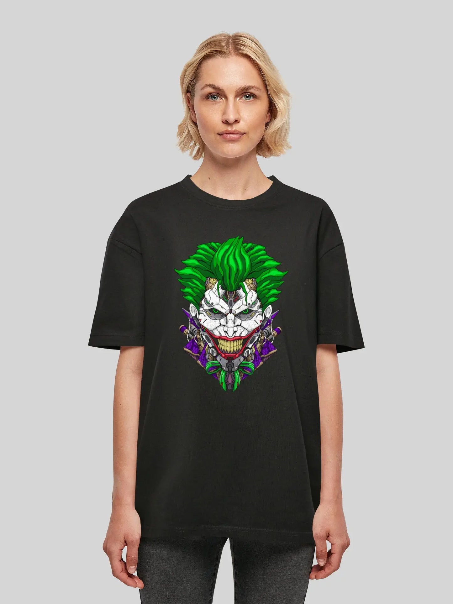 Cyberpunk Comic Joker and f4nt4stic with Ladies Oversized Boyfriend Tee F4NTEC