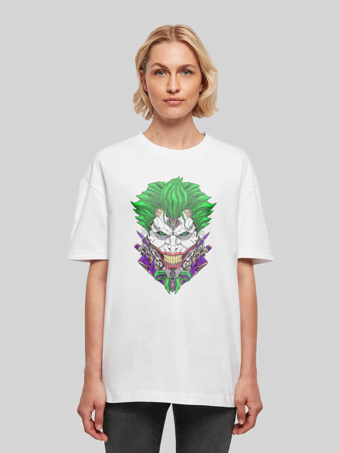 Cyberpunk Comic Joker and f4nt4stic with Ladies Oversized Boyfriend Tee F4NTEC