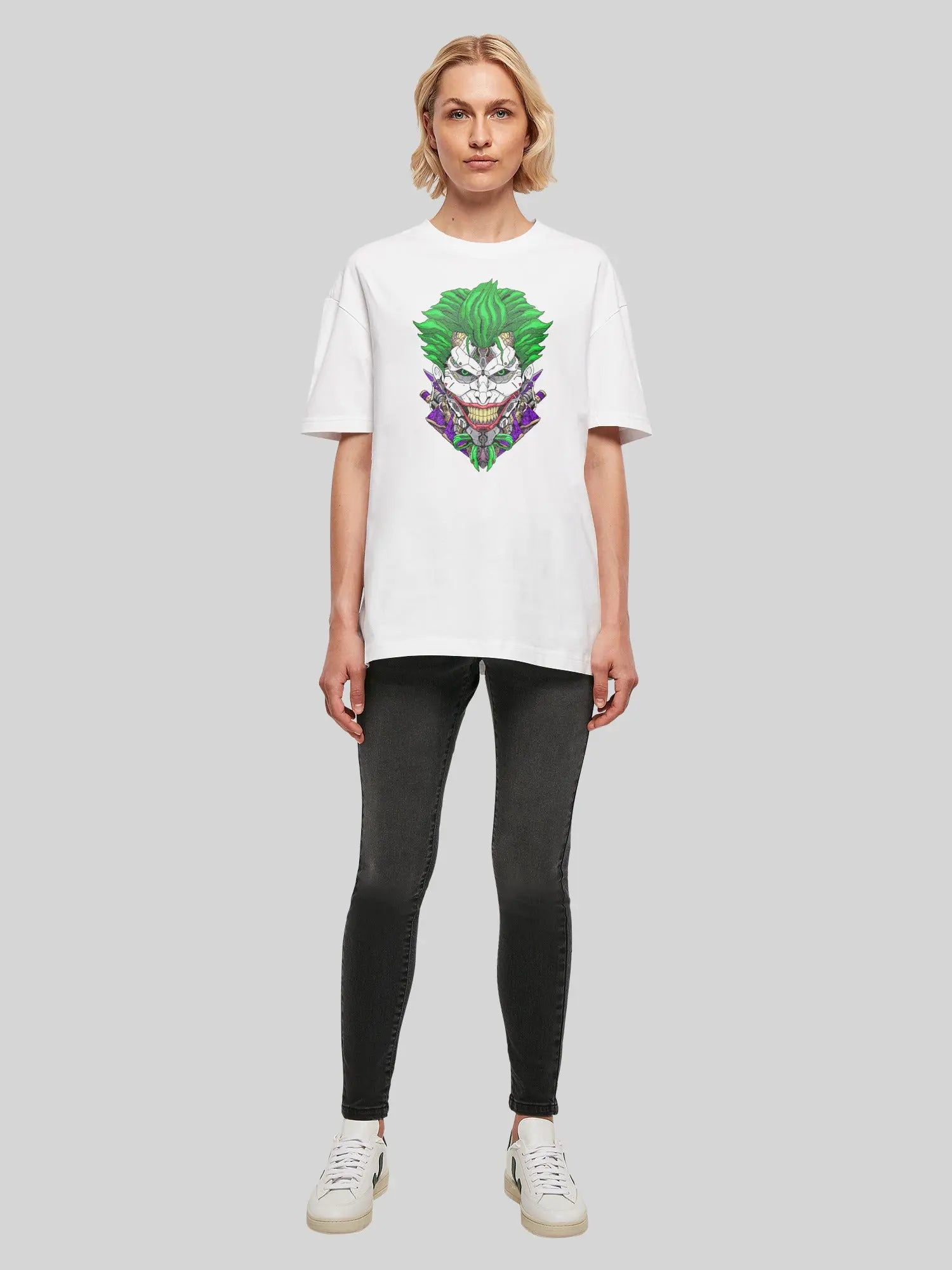 Cyberpunk Comic Joker and f4nt4stic with Ladies Oversized Boyfriend Tee F4NTEC