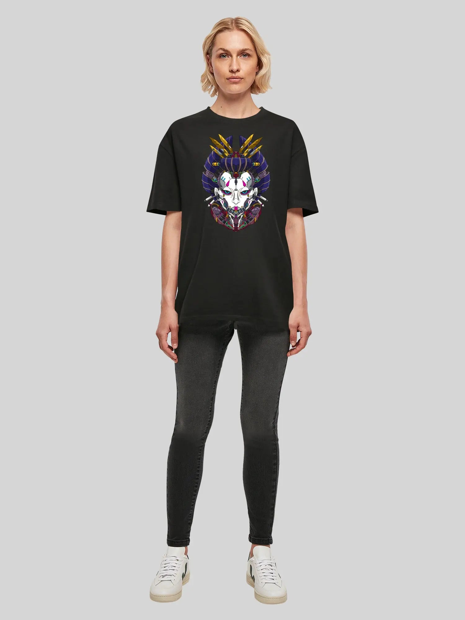 New Cyberpunk Geisha and f4nt4stic with Ladies Oversized Boyfriend Tee F4NTEC