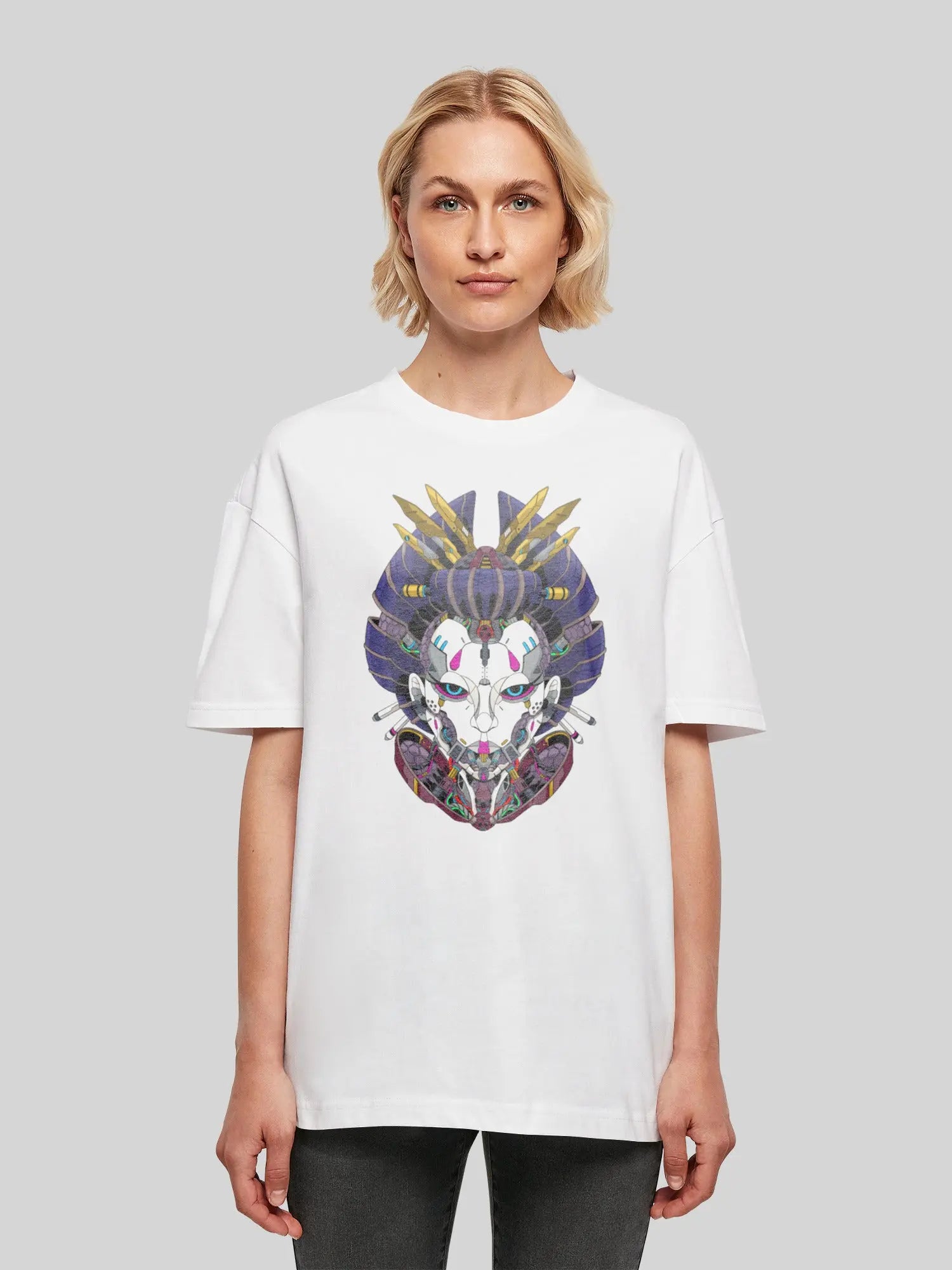New Cyberpunk Geisha and f4nt4stic with Ladies Oversized Boyfriend Tee F4NTEC