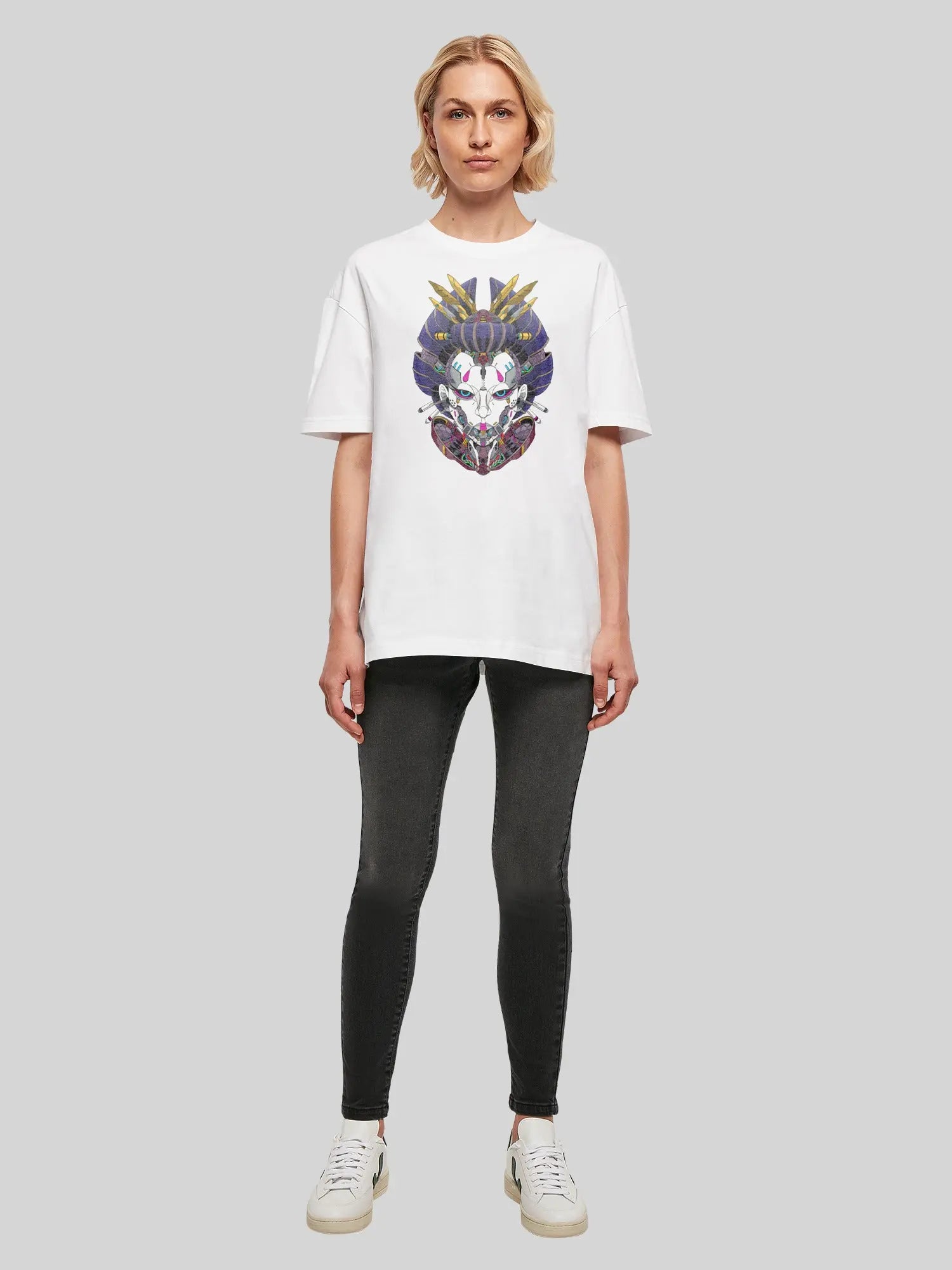 New Cyberpunk Geisha and f4nt4stic with Ladies Oversized Boyfriend Tee F4NTEC