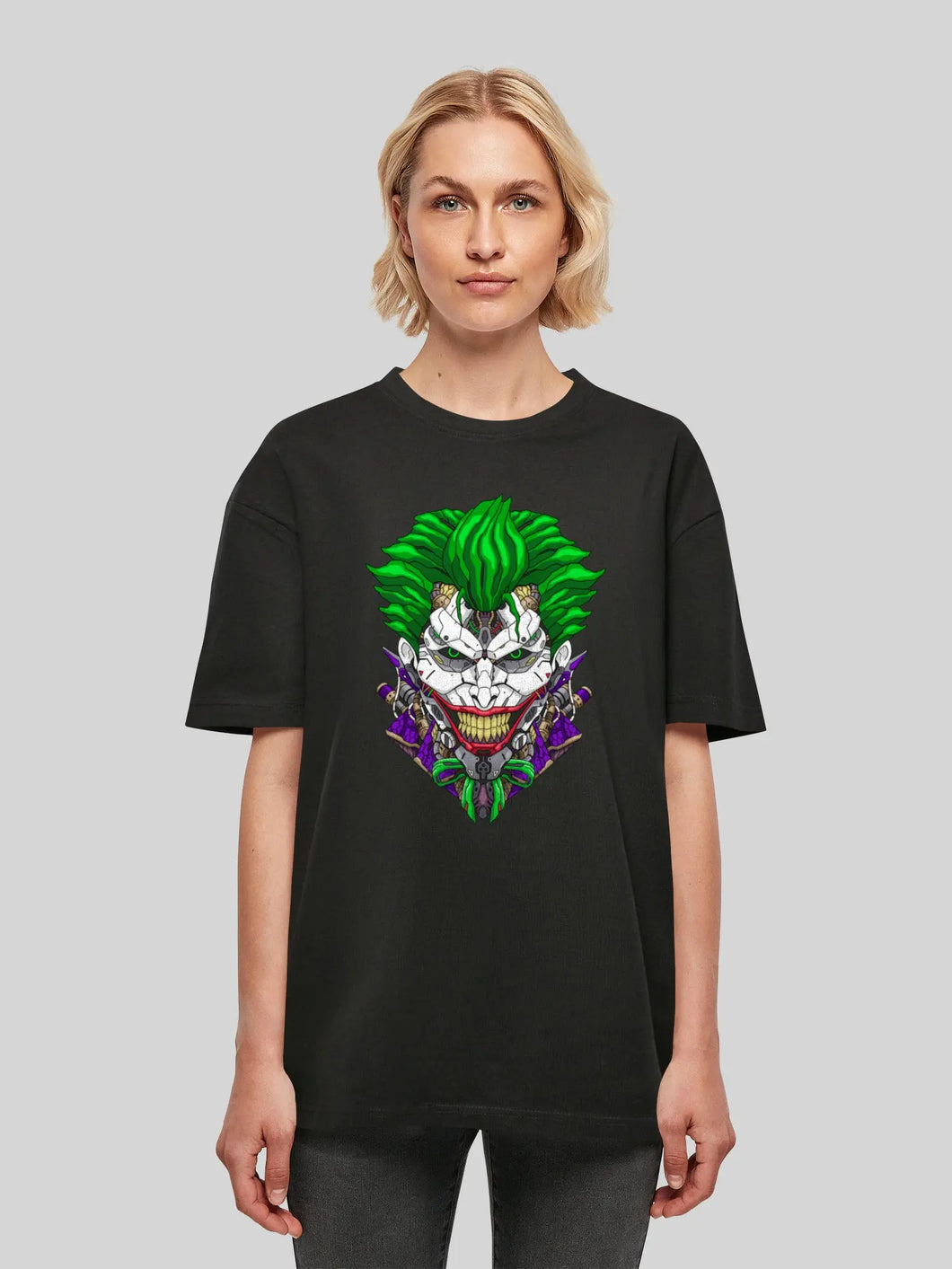 Cyberpunk Comic Joker and f4nt4stic with Ladies Oversized Boyfriend Tee F4NTEC